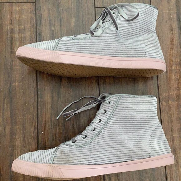 TOM'S Women’s High Sneakers Corduroy Gray Colour Size 9 Excellent Condition - Picture 2 of 6